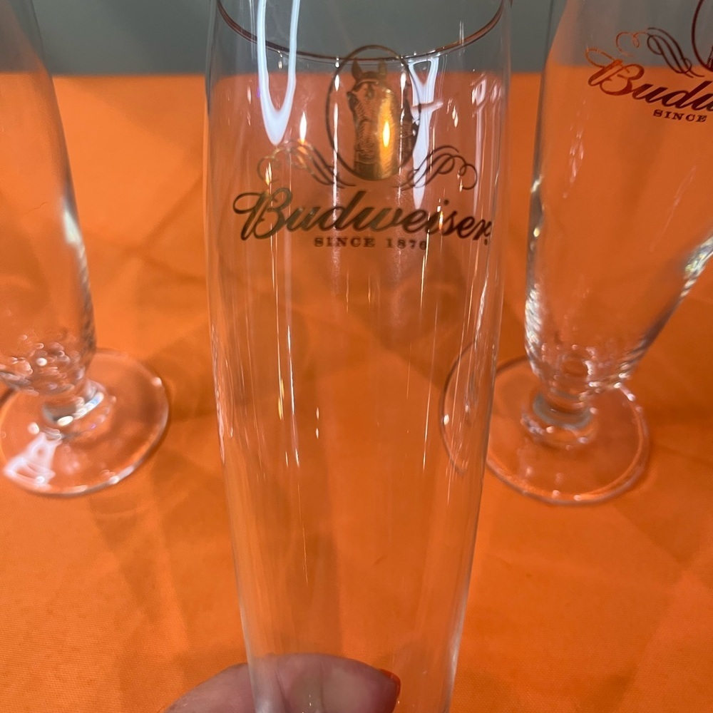 Budweiser Cream and Gold Pilsner Glass Set antique glasses set of 3 - Picture 4 of 11